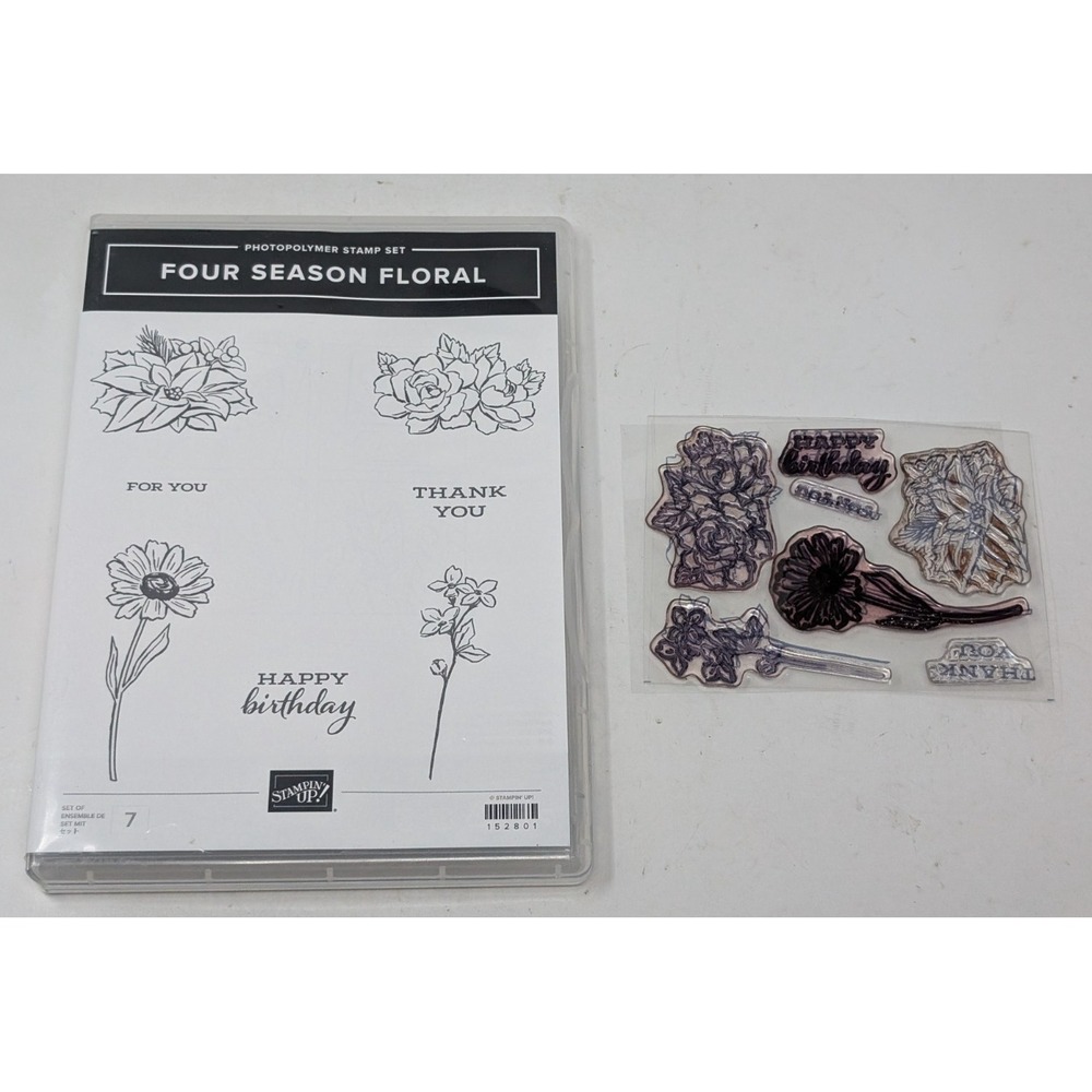 Stampin Up Retired Photopolymer Four Season‎ Floral Flowers Birthday Thank You